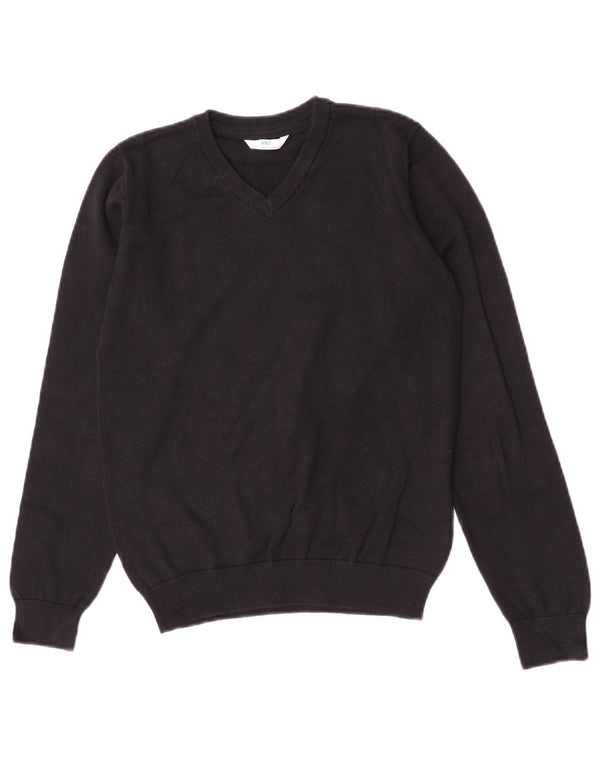 Pulover cu decolteu în V Marks & Spencer pentru băieți 11-12 ani, bumbac negru