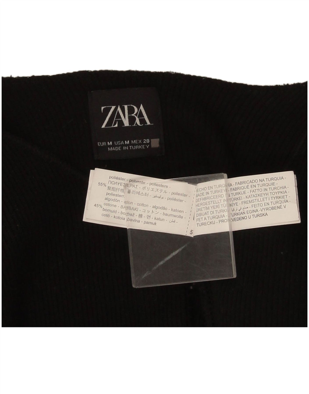 Pulover Bolero cu mâneci 3/4 pentru femei Zara UK 14 Poliester mediu negru