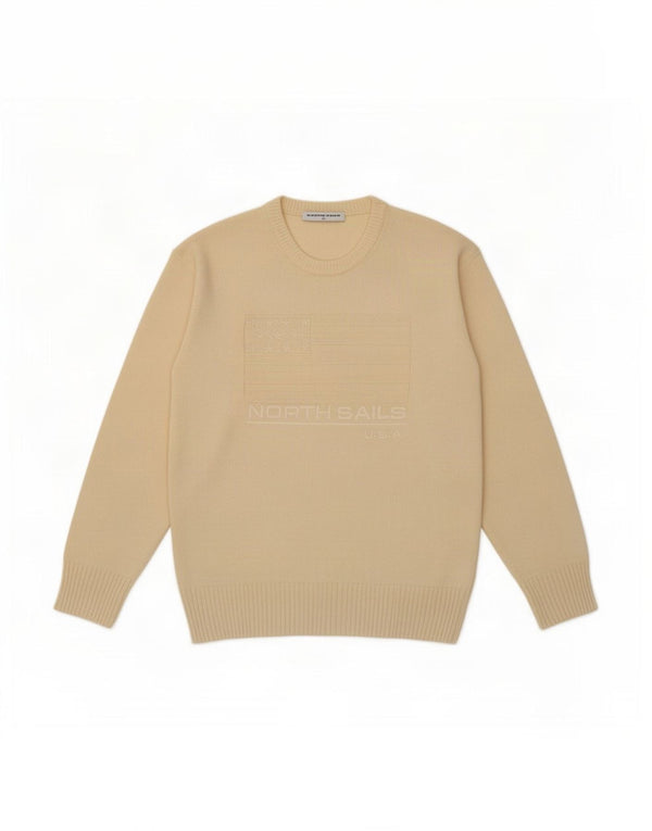 Pulover pentru bărbați North Sails cu decolteu rotund, XL, din lână albă
