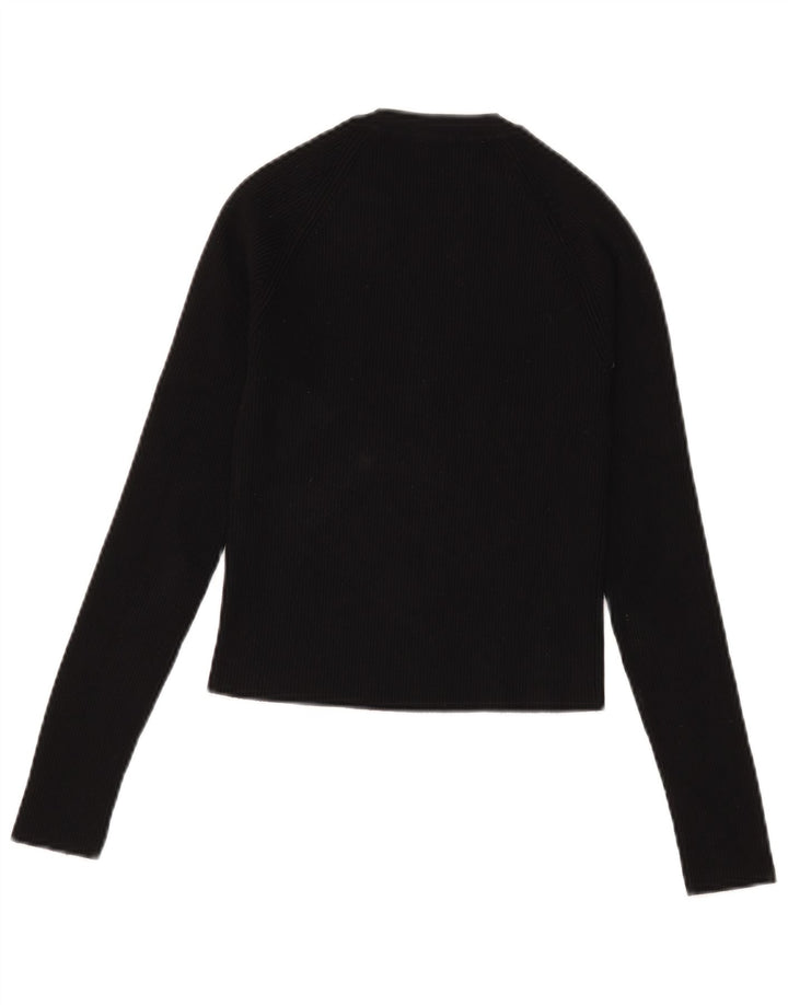 Crop Top pentru femei Zara cu mânecă lungă UK 8 mic, negru, viscoză