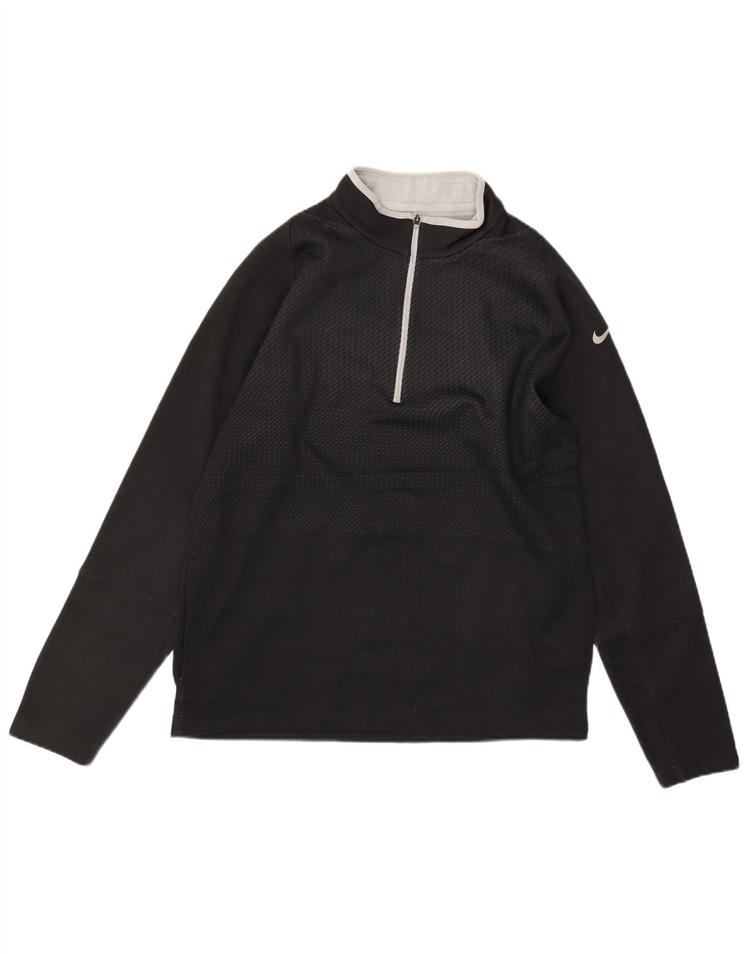 Hanorac pentru bărbați NIKE Therma-Fit, cu fermoar, cu gât, poliester mediu negru