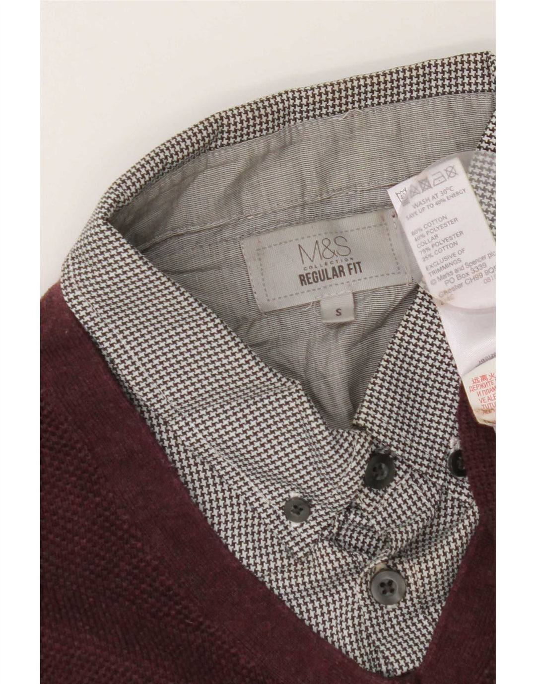 Pulover pentru bărbați Marks & Spencer, cu formă regulată, cu gât polo, mic, burgundă