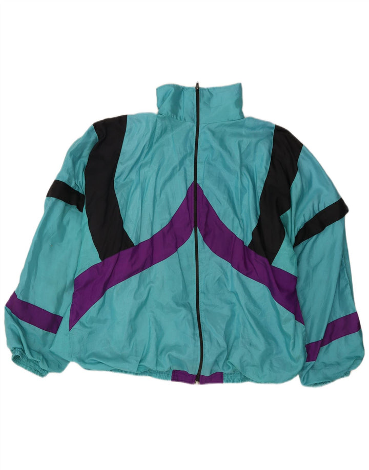 VINTAGE Trening pentru bărbați, cu croială largi, jachetă mare, turcoaz, color block