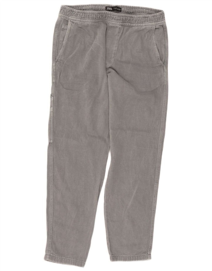 Pantaloni cargo drepti pentru femei ZARA L32 L29 bumbac gri