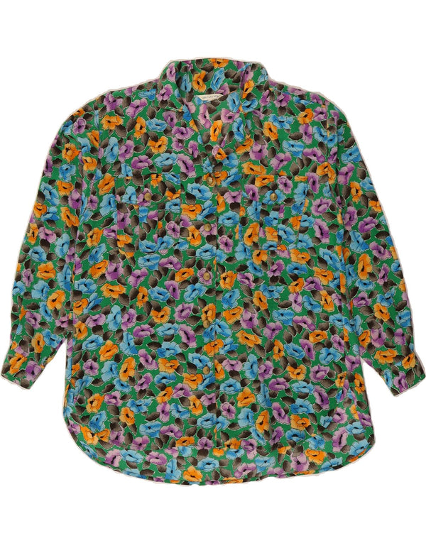 Bluză Cămașă Femei VINTAGE EU 36 Mătase Florală Multicoloră Mică