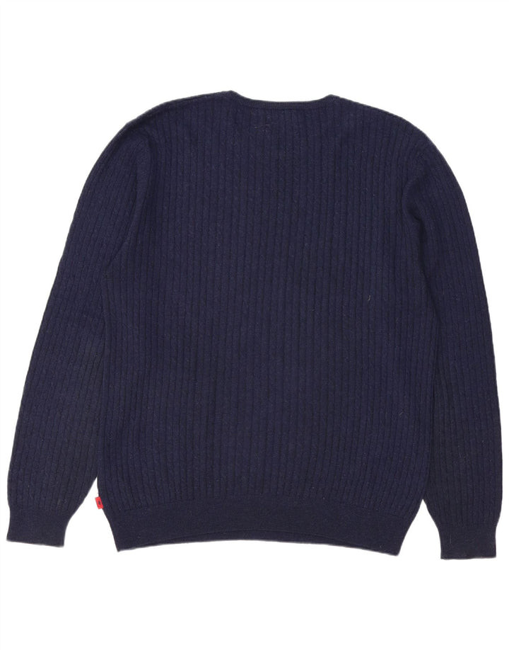 Pulover pentru bărbați Kappa cu gât crew, 2XL, lână bleumarin