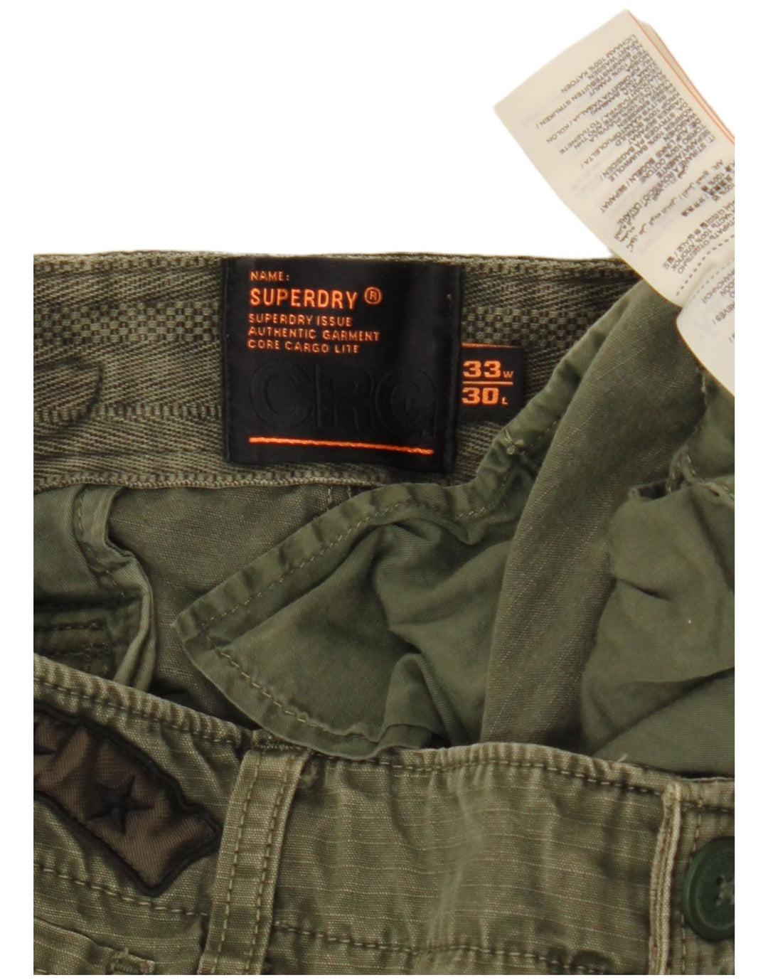 SUPERDRY Pantaloni cargo subțiri pentru bărbați L33 L30 bumbac kaki