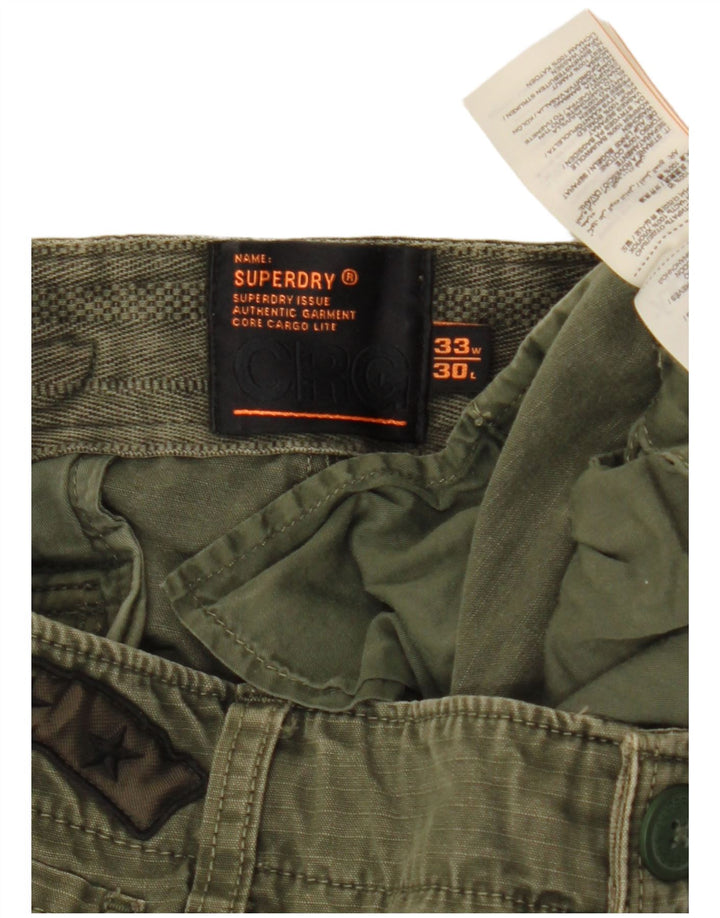 SUPERDRY Pantaloni cargo subțiri pentru bărbați L33 L30 bumbac kaki