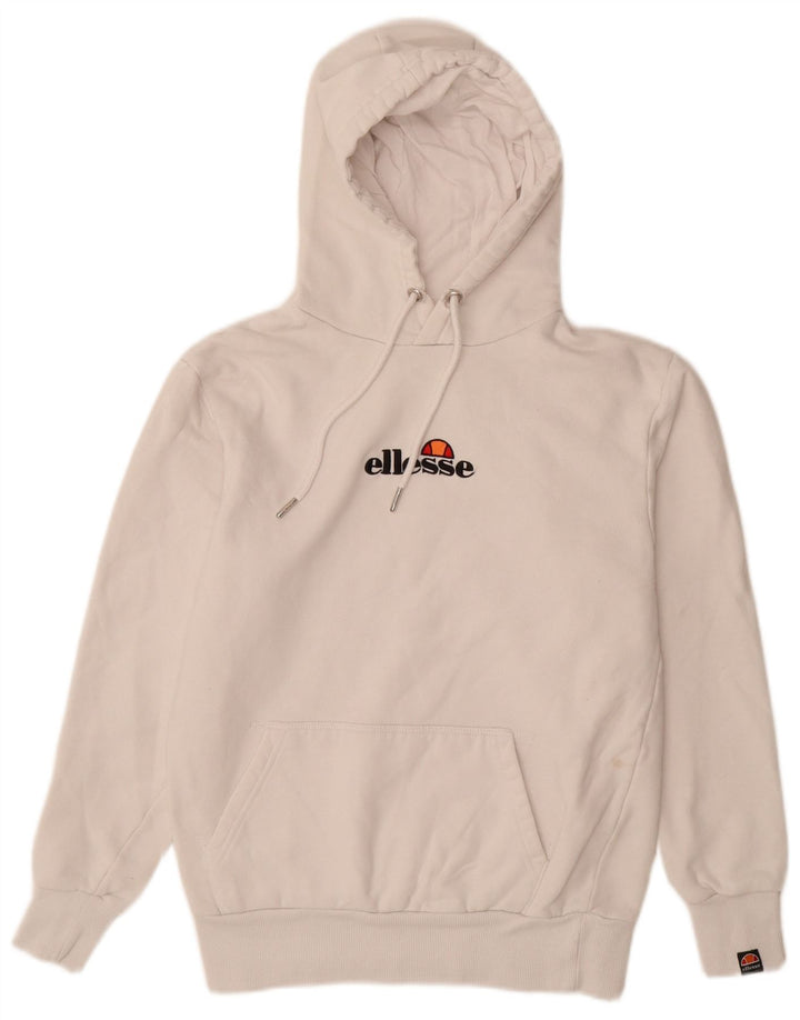 Pulover cu glugă cu grafic ELLESSE pentru bărbați, mic din bumbac alb