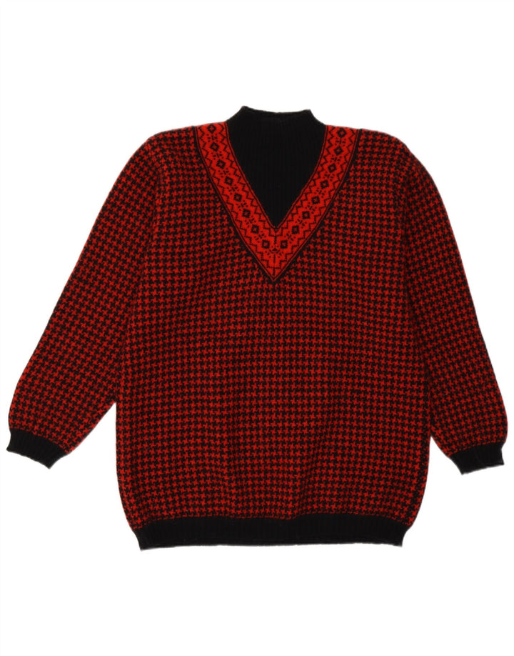 Pulover pentru femei cu gât țestoasă Benetton UK 14 Medium Red Retro