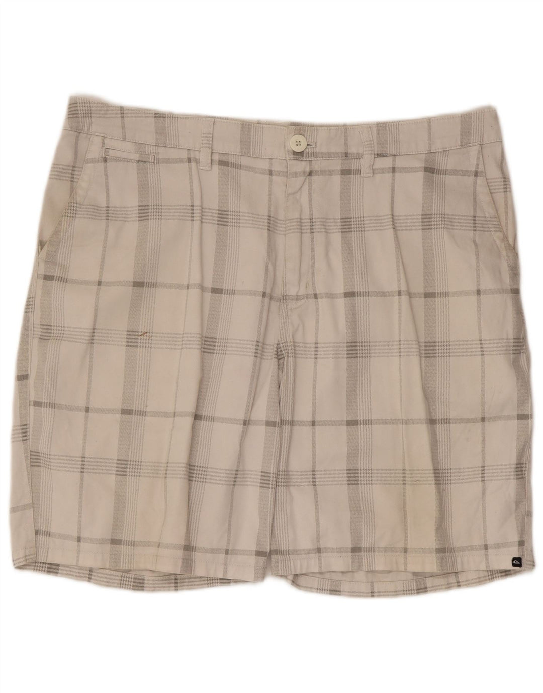 Pantaloni scurți chino QUIKSILVER pentru bărbați W38 XL, bumbac cu carouri albe