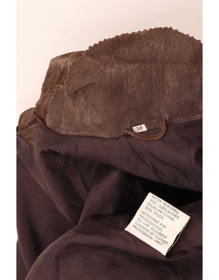 Jachetă de piele vintage pentru femei, cu ajustare largă, UK 14, piele maro medie
