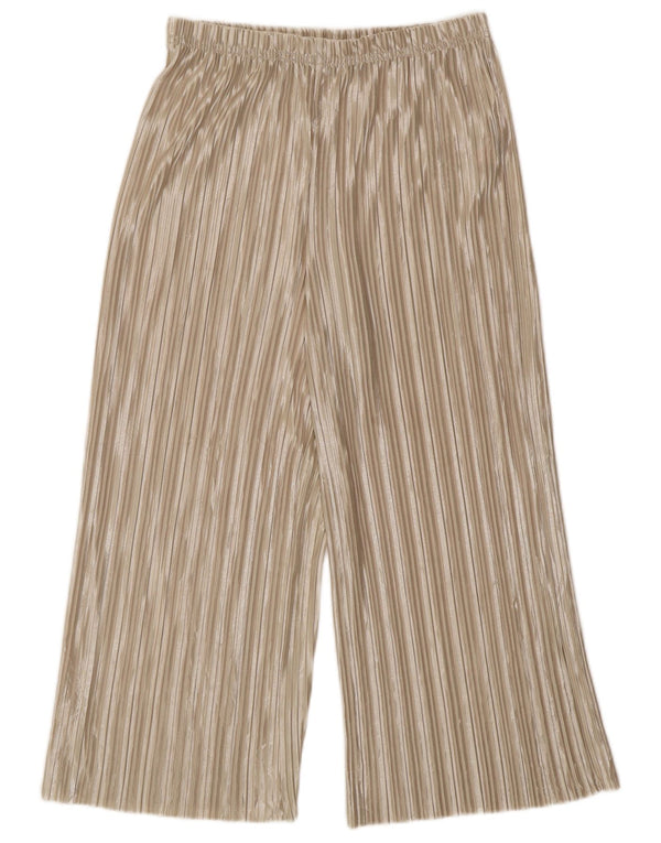 Topshop Pantaloni tăiați pentru femei cu picioare largi UK 10 Mici W26 L23 Bej cu dungi
