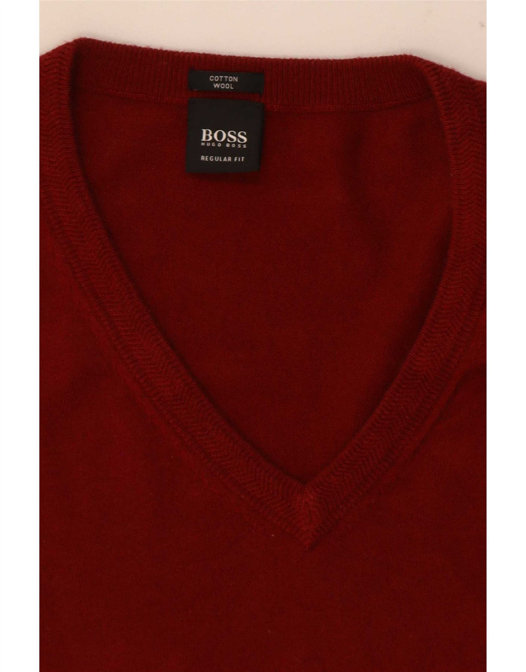 Pulover cu decolteu în V Hugo Boss pentru bărbați, roșu mediu, color block