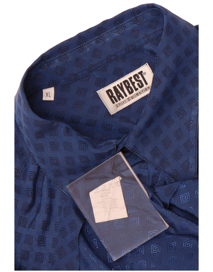 Cămașă Raybest pentru bărbați cu mânecă scurtă XL Bleumarin Geometric Viscoză
