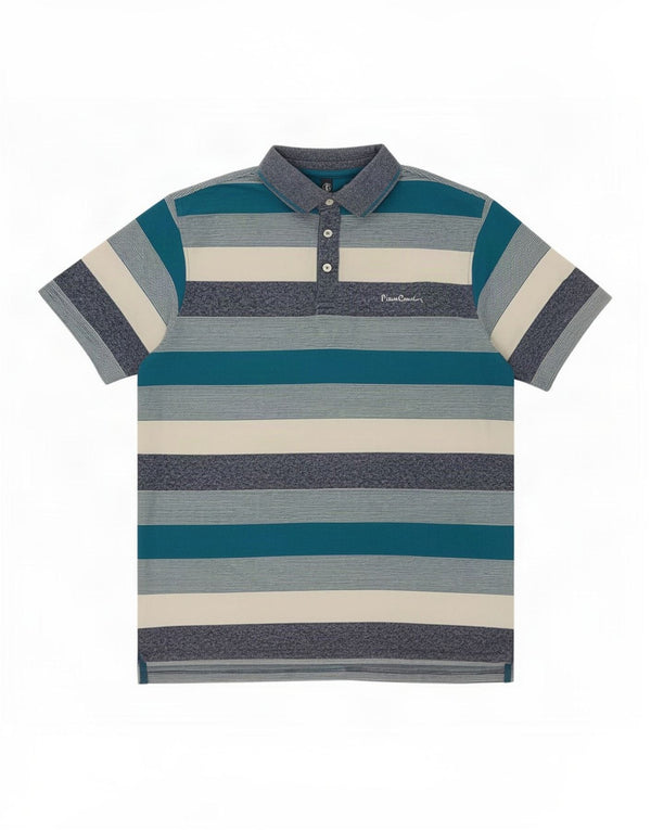 Cămașă polo Pierre Cardin pentru bărbați XL, bumbac cu dungi albastre