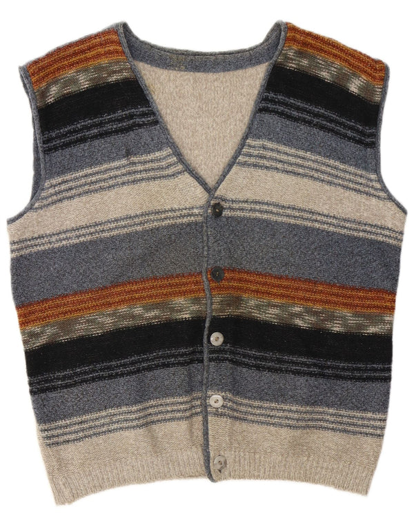 Cardigan Vintage pentru bărbați, fără mâneci, cu dungi mari, multicolore