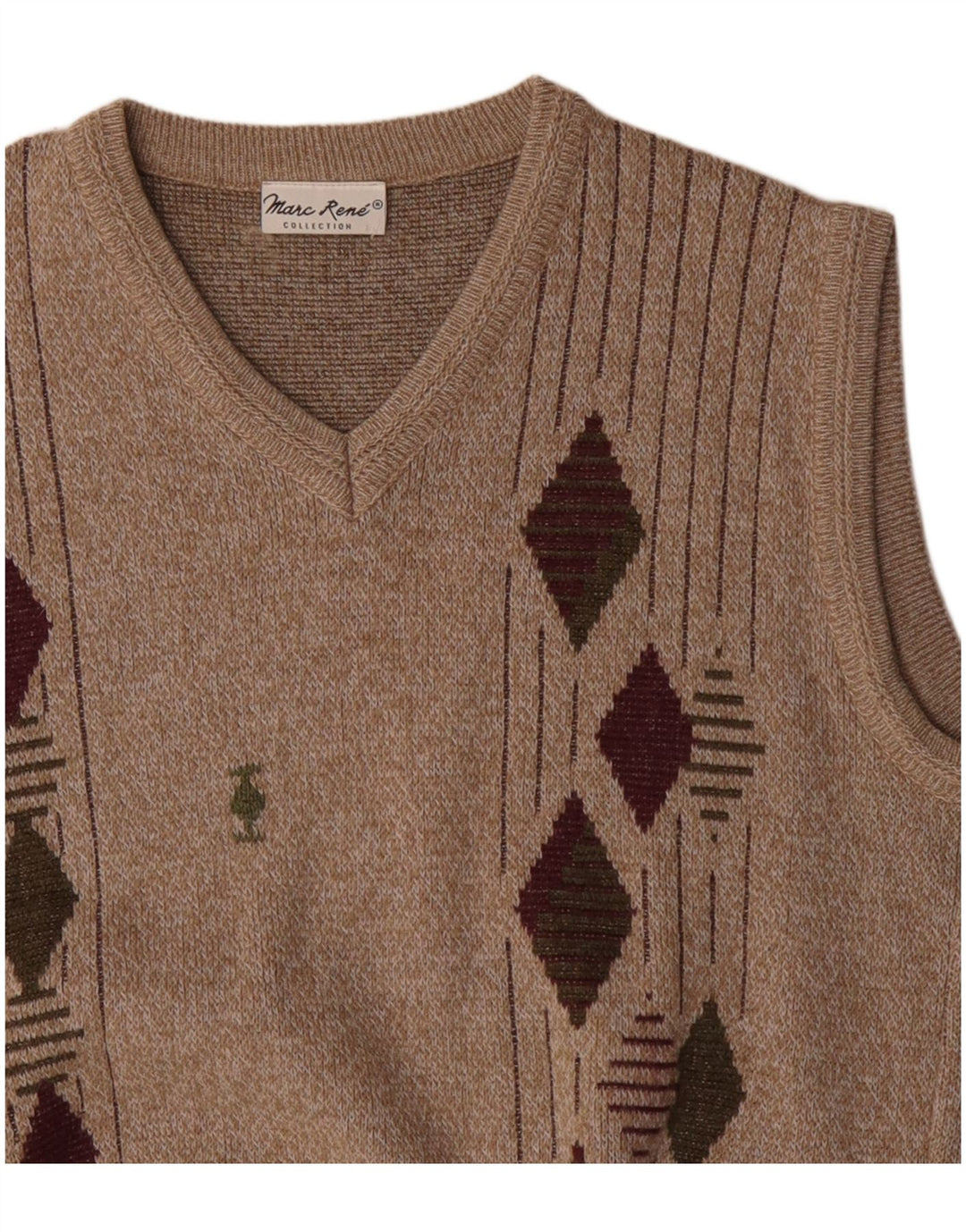 Marc Rene Vest pentru bărbați Tank Top Medium Bej Argyle/Diamond