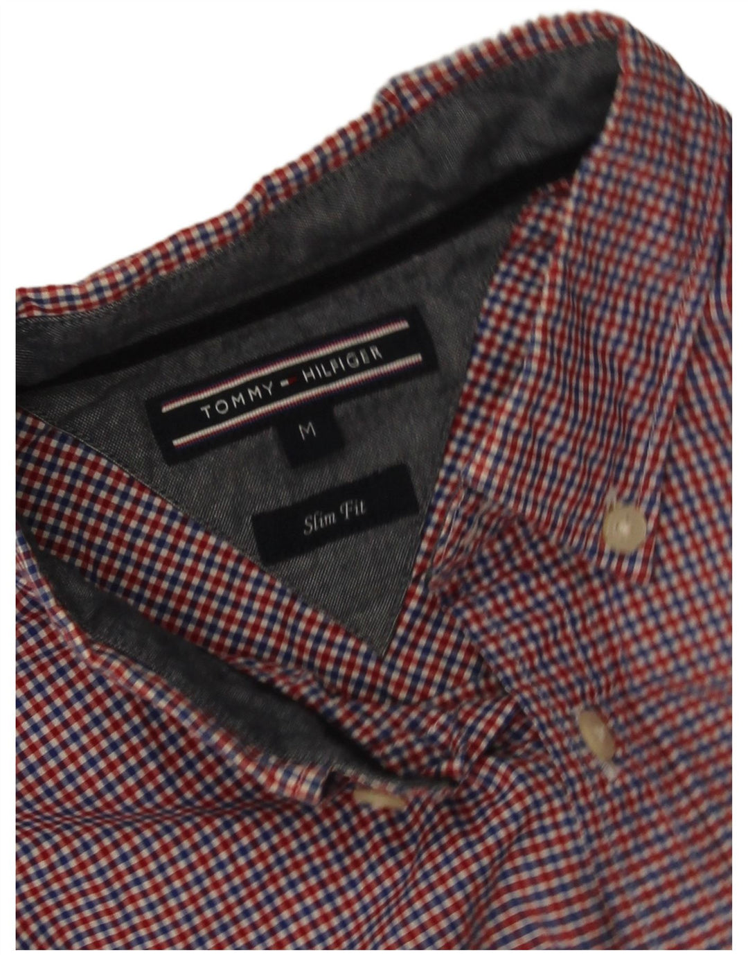 Cămașă pentru bărbați Tommy Hilfiger Slim Fit, bumbac cu carouri roșii medii