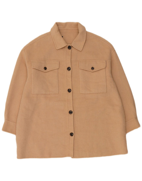 Bomber supradimensionat pentru femei Zara UK 14 Medium Bej Lână