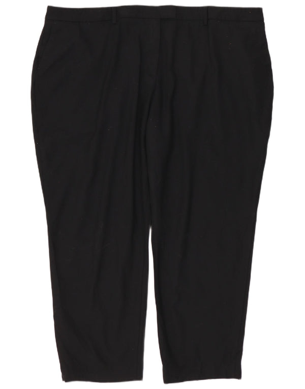 Marks & Spencer Womens High Waist Suit Trousers UK 22 3XL W44 L25 Black