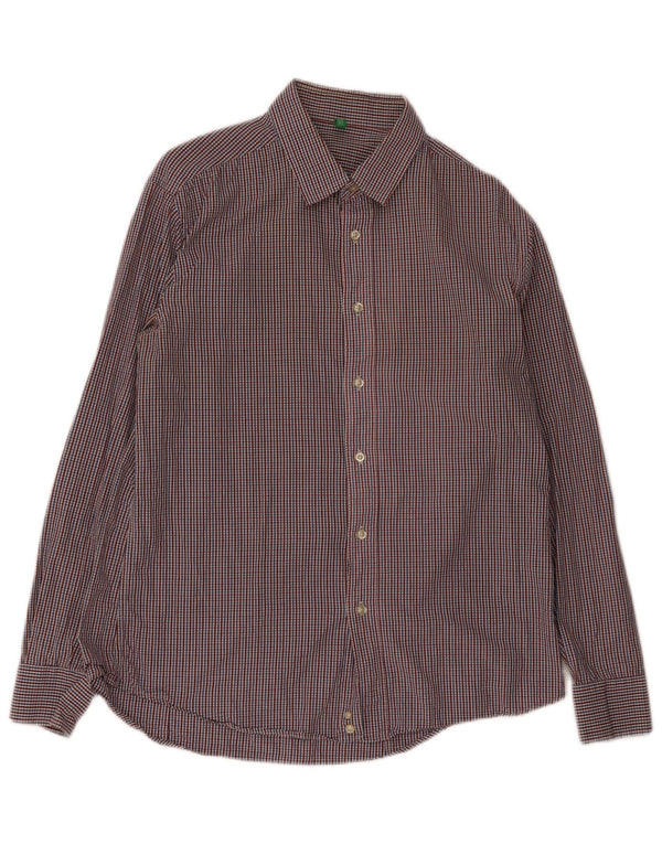 Cămașă pentru bărbați Benetton XL, bumbac cu carouri multicolore