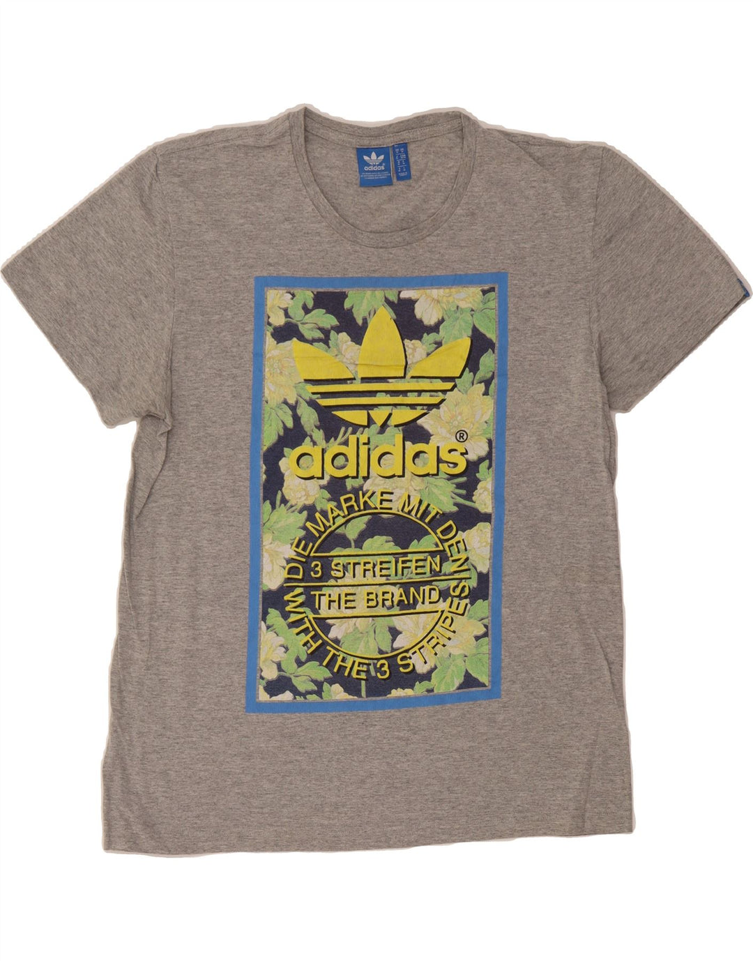 ADIDAS Mens Graphic T-Shirt Top Medium Grey Vintage Adidas and Second-Hand Adidas from Messina Hembry 