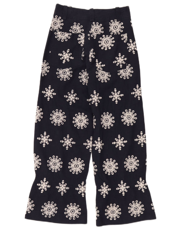 Pantaloni tăiați pentru femei cu talie înaltă Zara XS L24 L26 Bleumarin Floral