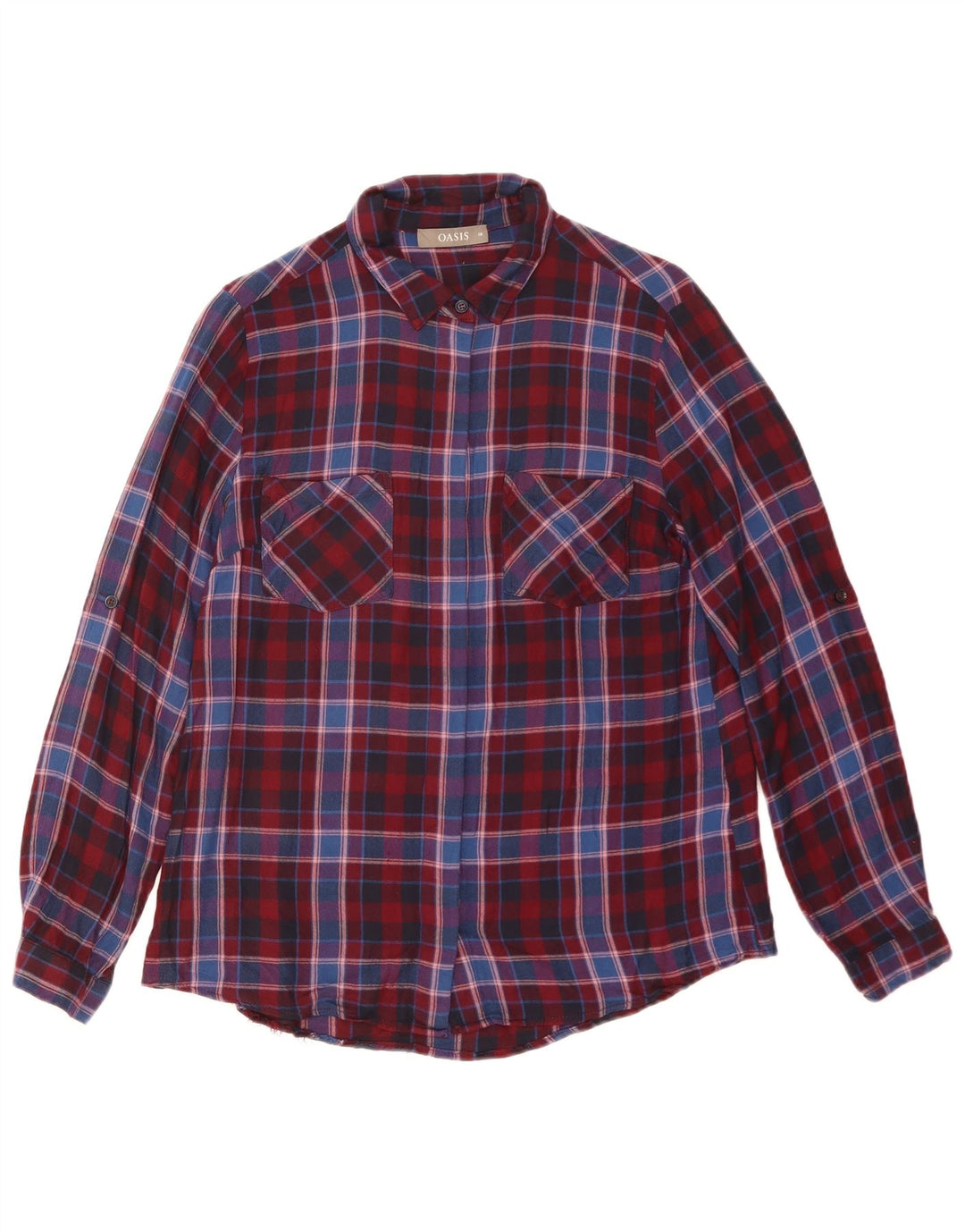 Cămașă de flanel pentru femei Oasis UK 10 Small Red Carid Viscose