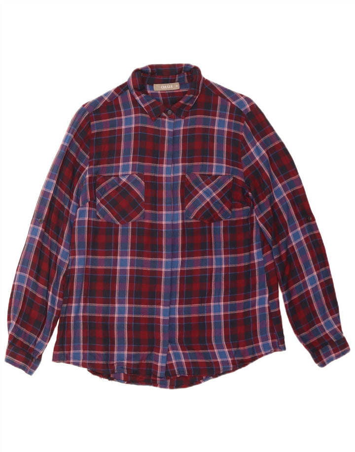 Cămașă de flanel pentru femei Oasis UK 10 Small Red Carid Viscose
