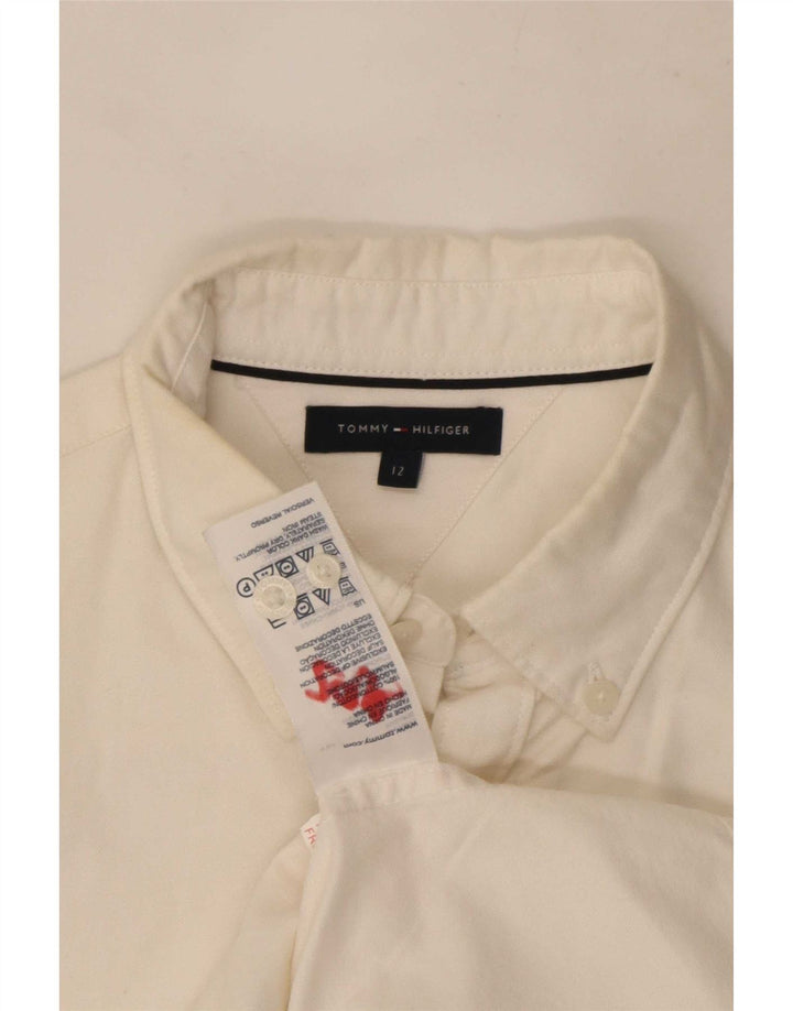 Cămașă Tommy Hilfiger pentru băieți 11-12 ani, bumbac alb