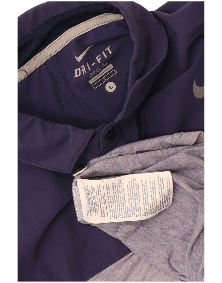 Tricou polo Nike pentru bărbați Dri Fit, mare, gri, nailon color bloc
