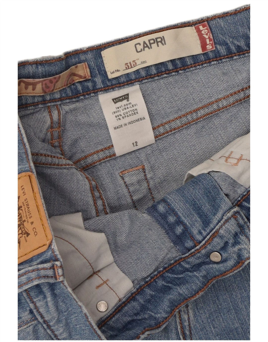 Blugi Levi's 515 Capri pentru femei US 12 Large W34 L21 Blue Bumbac