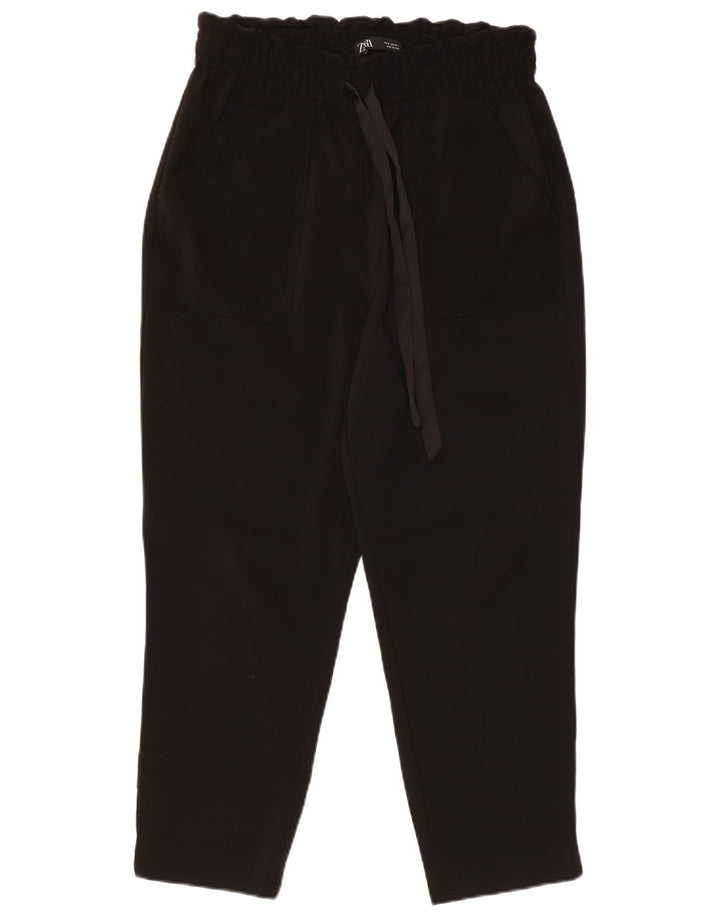 Pantaloni tăiați conici pentru femei Zara Mediu L28 L25 Poliester negru