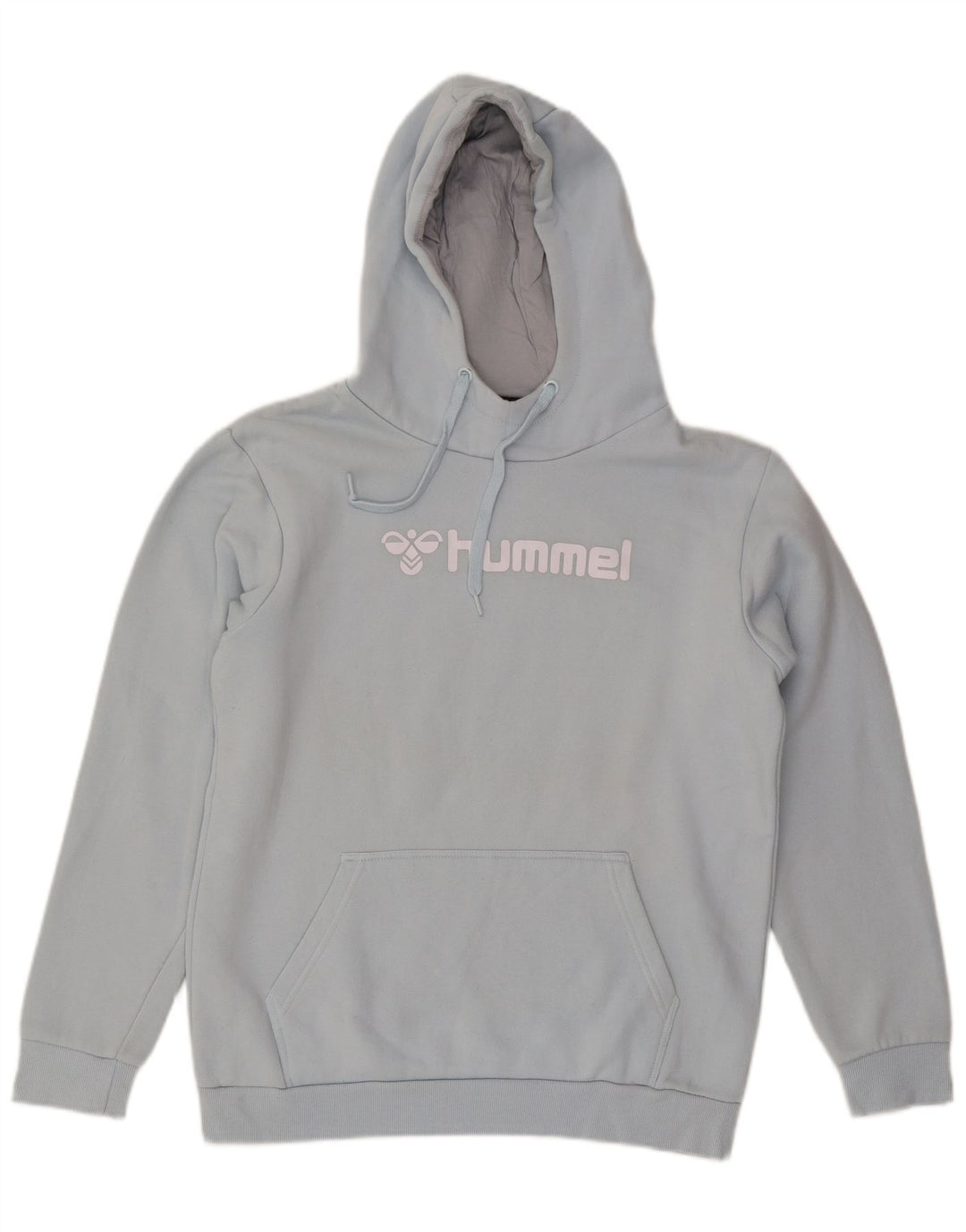 Pulover Hummel pentru bărbați cu glugă grafică, bumbac albastru mediu