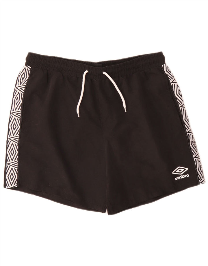 Pantaloni scurți de înot grafic Umbro pentru bărbați, mari, negru, geometric, poliester