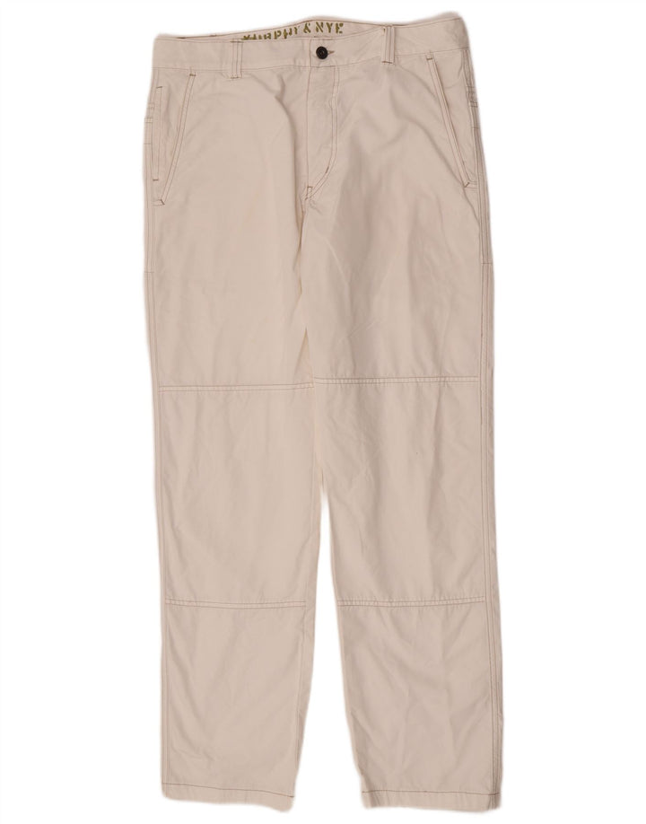 Murphy & Nye Pantaloni chino subțiri pentru bărbați L36 L32 Bumbac alb
