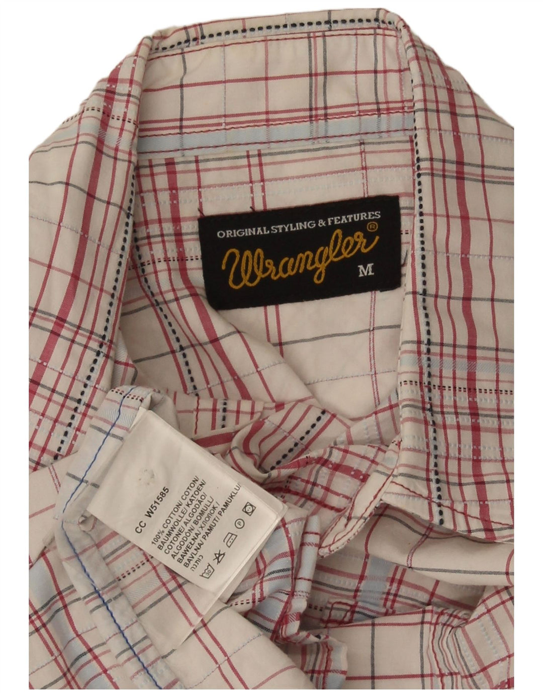 Cămașă Wrangler pentru bărbați, cu mânecă scurtă, cu ajustare normală, din bumbac carouri alb mediu