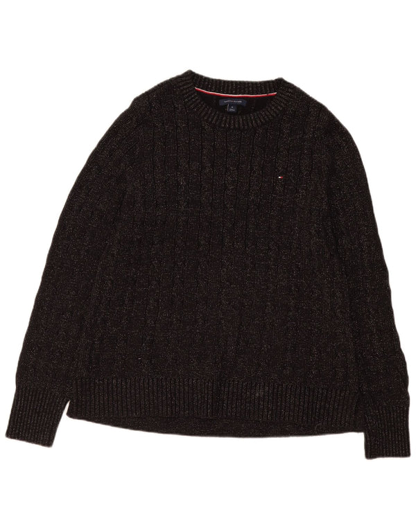 Pulover Tommy Hilfiger pentru damă, cu gât turnat, bumbac mediu negru UK 12