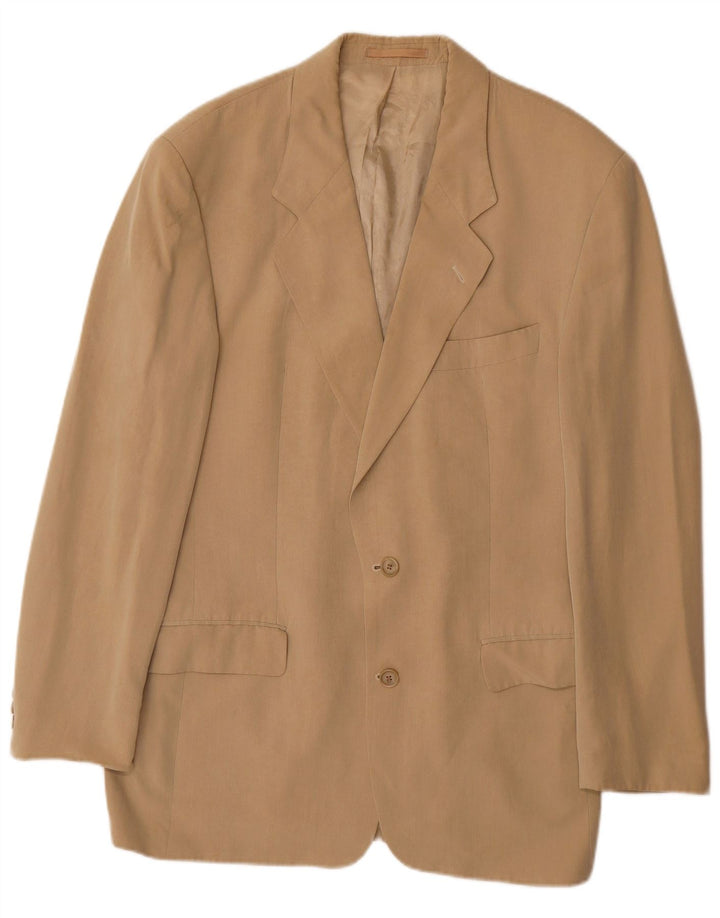 HUGO BOSS Mens 2 Button Blazer Jacket Size 98 Large Beige Viscose