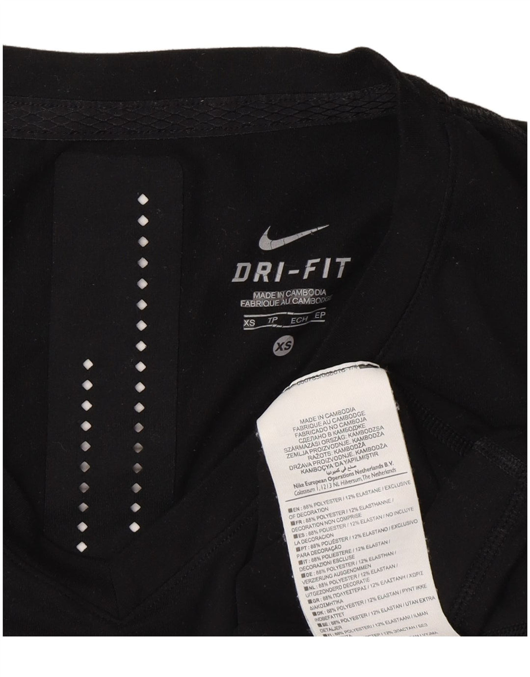 Nike Dri Fit Graphic Top cu mânecă lungă XS poliester negru