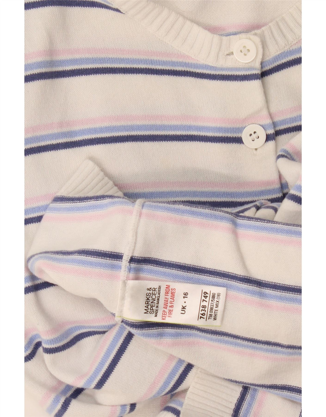 Pulover cardigan pentru femei Marks & Spencer UK 16 mare cu dungi albe