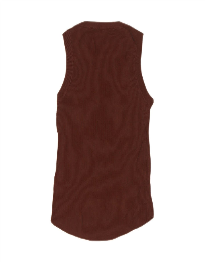 Vest Vest Top Femei Zara UK 12 Medium Brown Viscose