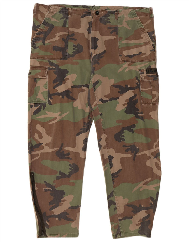 Pantaloni cargo subțiri pentru bărbați VINTAGE L44 L32 bumbac camuflaj maro