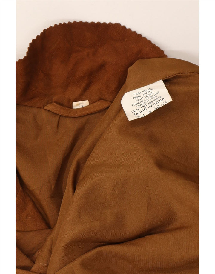 Jachetă pentru femei VINTAGE, supradimensionată, din piele intoarsa, cu 3 nasturi, UK 10, Bej