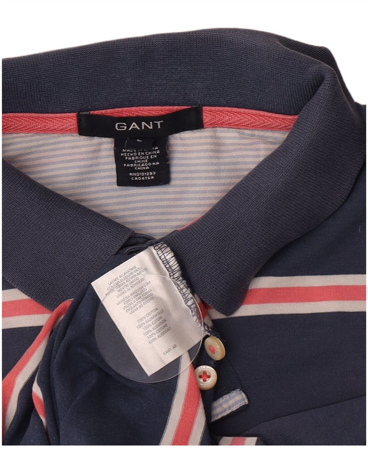 Tricou polo pentru bărbați Gant, mare, albastru, bumbac cu dungi