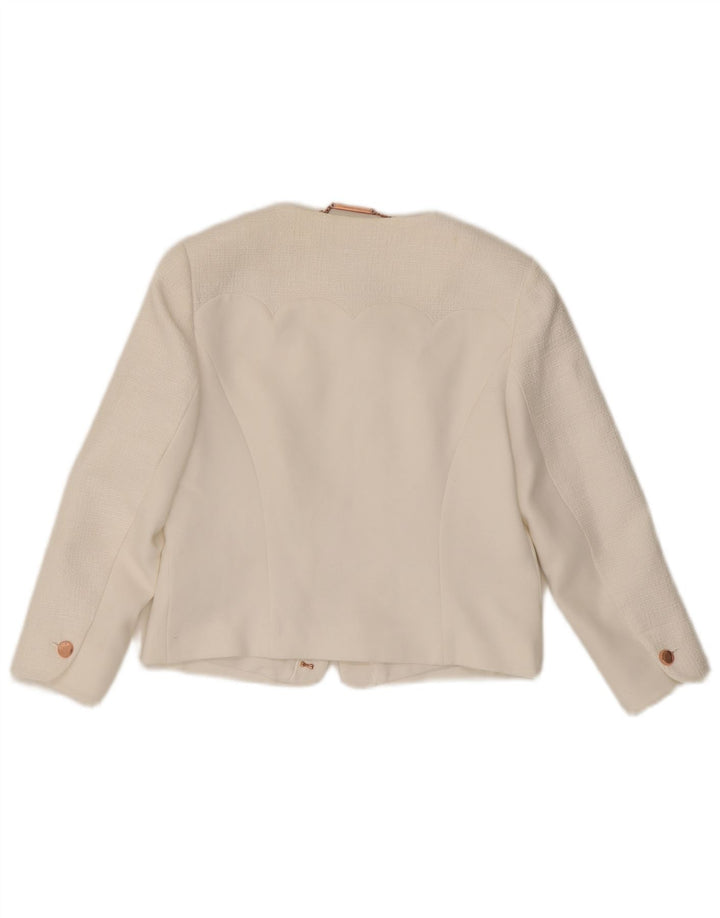 Jachetă Ted Baker pentru femei Crop Blazer Mărimea 3 Poliester alb mediu