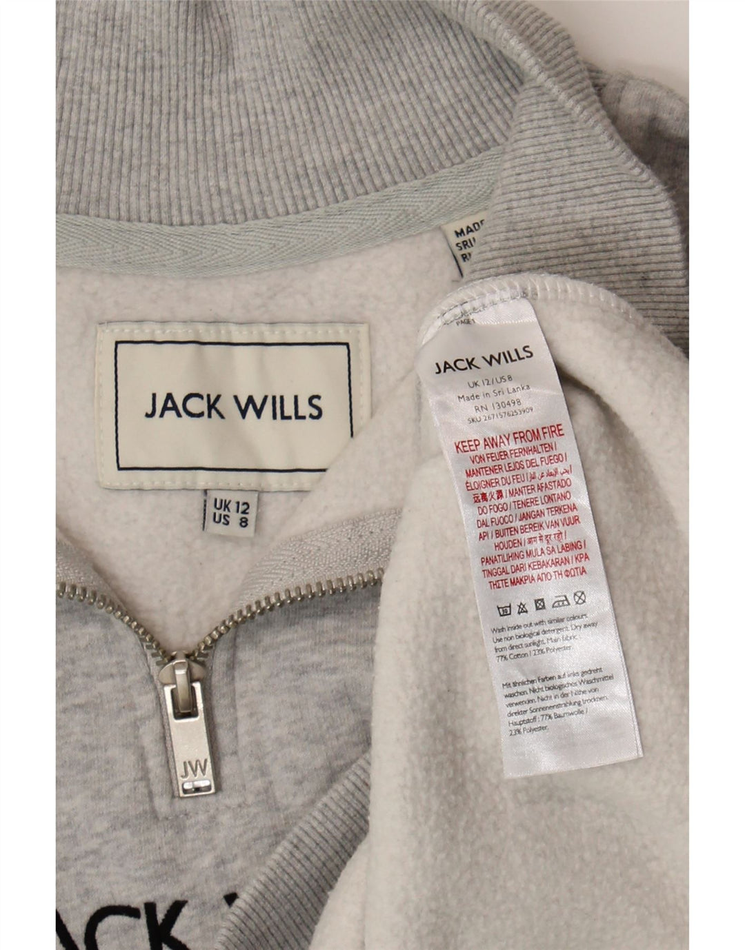Pulover pentru femei Jack Wills cu grafic supradimensionat UK 12 Gri mediu