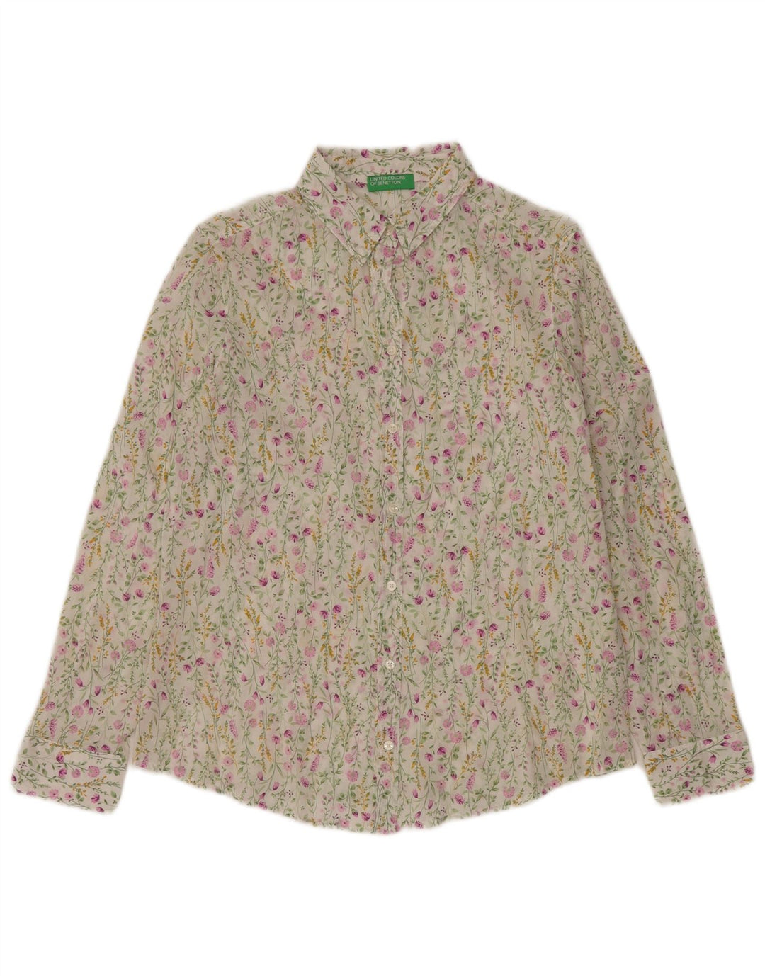 Cămașă BENETTON pentru femei UK 14 Medium White Floral