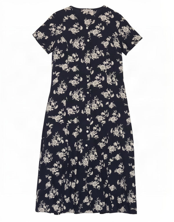 Alba Fornari Rochie Maxi Femei UK 10 Mic Bleumarin Floral Viscoza